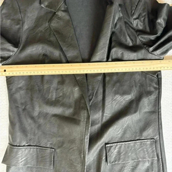 Nasty Gal Jacket S Black Oversized Faux Leather Blazer 90s Y2K Grunge Rock  City - Picture 6 of 7